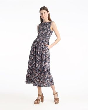Draper James Wren Sleeveless Smocked Midi Dress In Twilight Vines - Multicolor