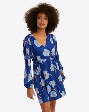 Draper James Kellie Babydoll Dress In Printed Dot Jacquard - Blue