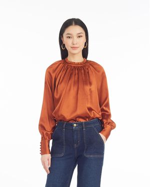 Draper James Long-sleeve Top In Gingerbread - Orange