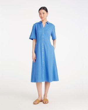 Draper James Annika Midi Shirtdress In Textured Cotton - Blue