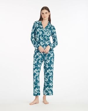 Draper James Long-sleeve Linda Pajama Set In Wild Grove - Blue
