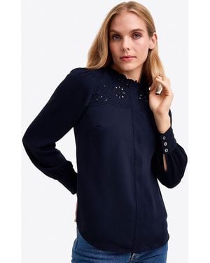 Draper James Covered Placket Button Down - Blue