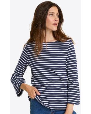 Draper James Corey Bell Sleeve Top In Navy Mariner Stripe - Blue