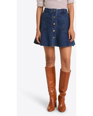 Draper James Button Front Denim Skirt - Blue
