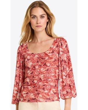 Draper James Shelby Scoop Neck Top In Stretch Mesh - Red