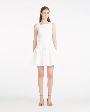 Draper James Colette Tailored Flounce Dress In Denim - White