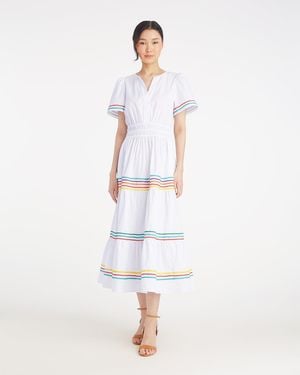 Draper James Hollie Midi Dress In Rainbow Ric Rac - White