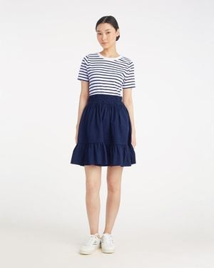 Draper James Wilson Mini Dress In Navy Stripe - Blue