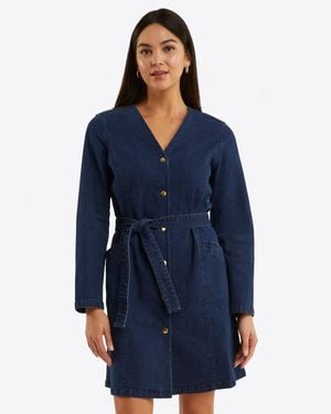 Draper James Colbie Snap Front Dress In Denim - Blue