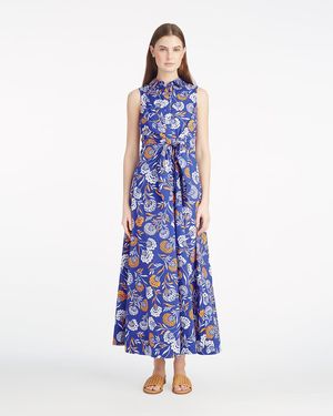 Draper James Evangeline Midi Shirtdress In Abstract Dahlia - Blue