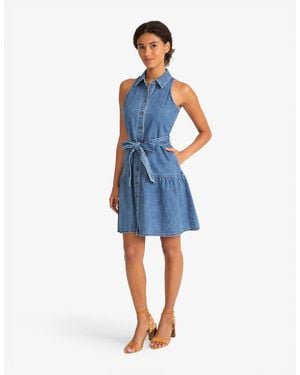 Draper James Lexi Sleeveless Tie Waist Dress - Blue