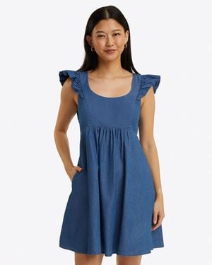 Draper James Ciara Babydoll Dress In Chambray - Blue