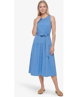 Draper James Lila Mixed Media Midi Dress In Light Blue