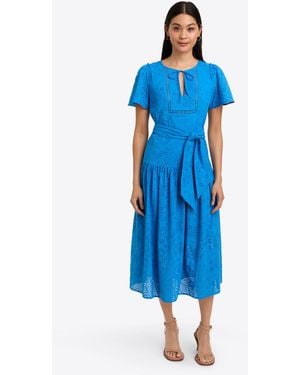 Draper James Mia Midi Dress In Eyelet - Blue