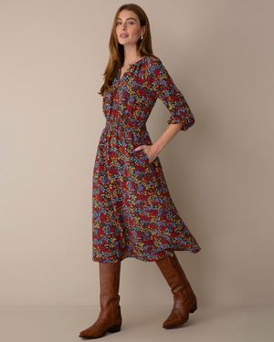 Draper James Ramsey Midi Dress In Dark Floral - Brown