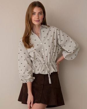 Draper James Top In Derby Stripe - Brown