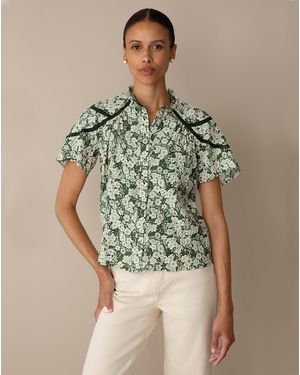 Draper James Top In Dark Green Foral