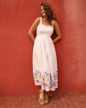 Draper James Clarence Midi Dress In Summer Blooms - Red
