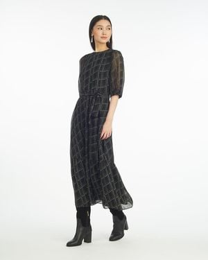 Draper James Sophie Tie Waist Midi Dress In Dainty Check - White