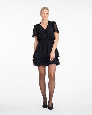 Draper James Alana Tiered Mini Dress In Velvet Burnout - Multicolor