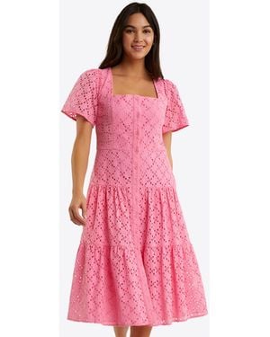 Draper James Caitlyn Midi Dress In Eyelet - Pink