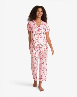 Draper James Short Sleeve Linda In Pink Parrot - Red