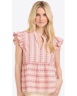 Draper James Penelope Top In Dobby Stripe - Pink