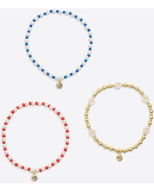 Draper James Red, White & Blue Stretch Bracelet Trio - Metallic