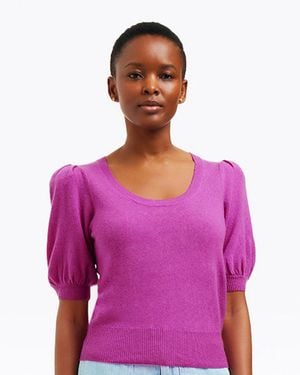 Draper James Short Sleeve Cashmere Sweater - Purple