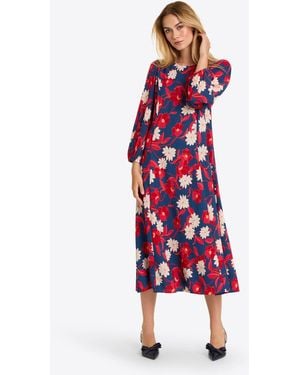 Draper James Matilda Midi Dress In Crinkle Plissé - Red