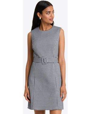 Draper James Sadie Belted Shift Dress In Textured Gingham - Blue