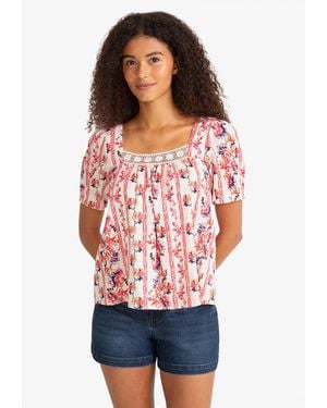 Draper James Square Neck Floral Top - Red