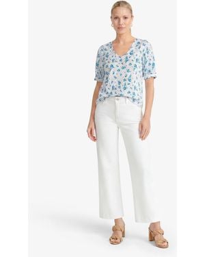 Draper James Wide Leg Jeans In White Denim