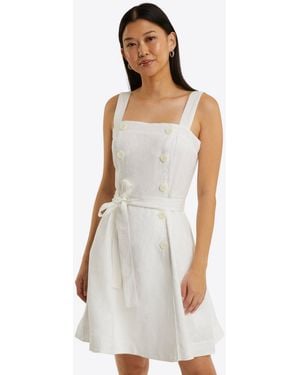 Draper James Kylie Love Circle Mini Dress In Linen - White