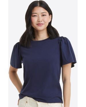 Draper James Short Sleeve Easy Knit Top In Navy - Blue