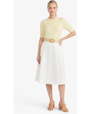 Draper James Contrast Belt Linen Skirt - White