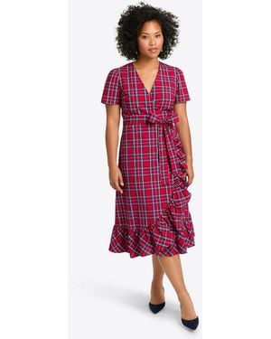 Draper James Reba Midi Wrap Dress In Angie Plaid - Red