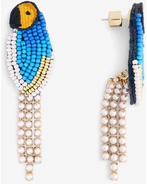 Draper James Beaded Parrot Earrings - Blue