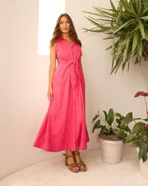 Draper James Evangeline Dress In Dimensional Flower - Pink
