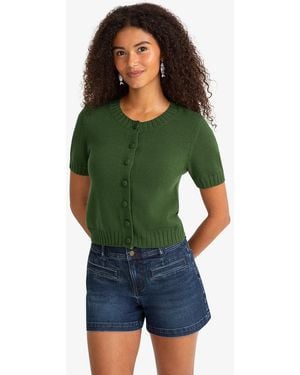 Draper James Short Sleeve Puff Sleeve Cardigan - Green