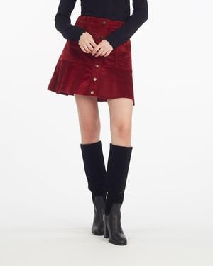 Draper James Button Front Corduroy Skirt - Red