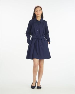 Draper James Ellie Pleated Shirtdress In Cotton Dobby - Blue