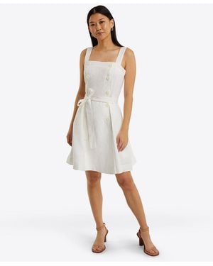 Draper James Kylie Love Circle Mini Dress In Linen - White