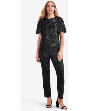 Draper James Flutter Sleeve Top In Sequins - Black