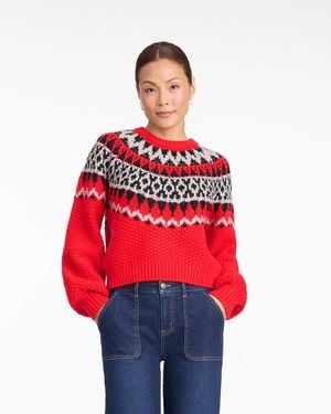 Draper James Fairisle Sweater In Lipstick Red Multi