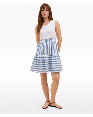 Draper James Arden Mixed Media Shirtdress In Wave Stripe - Blue