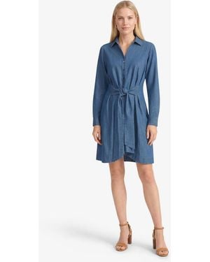 Draper James Layla Shirtdress In Dark Wash Chambray - Blue