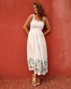 Draper James Clarence Midi Dress In Summer Blooms - Red