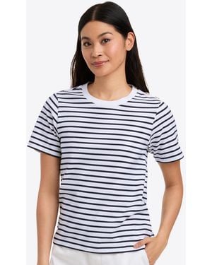 Draper James Crewneck T-shirt In Nautical Stripe - Blue