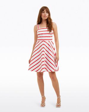 Draper James Zoe Love Circle Dress In Red Wentworth Stripe